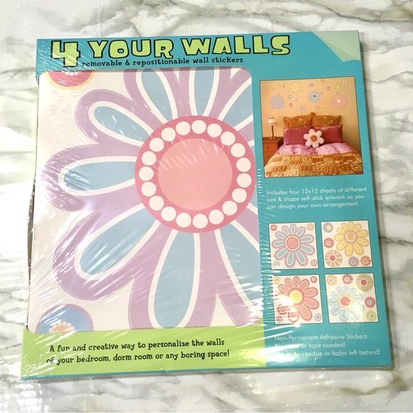 💝 Removable & repositionable wall stickers 💝 pastel flower design 12x12 sheets - Picture 2 of 7